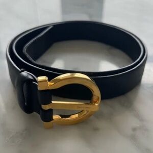 Salvatore Ferragamo black saffiano leather slim belt, size 26 - 30